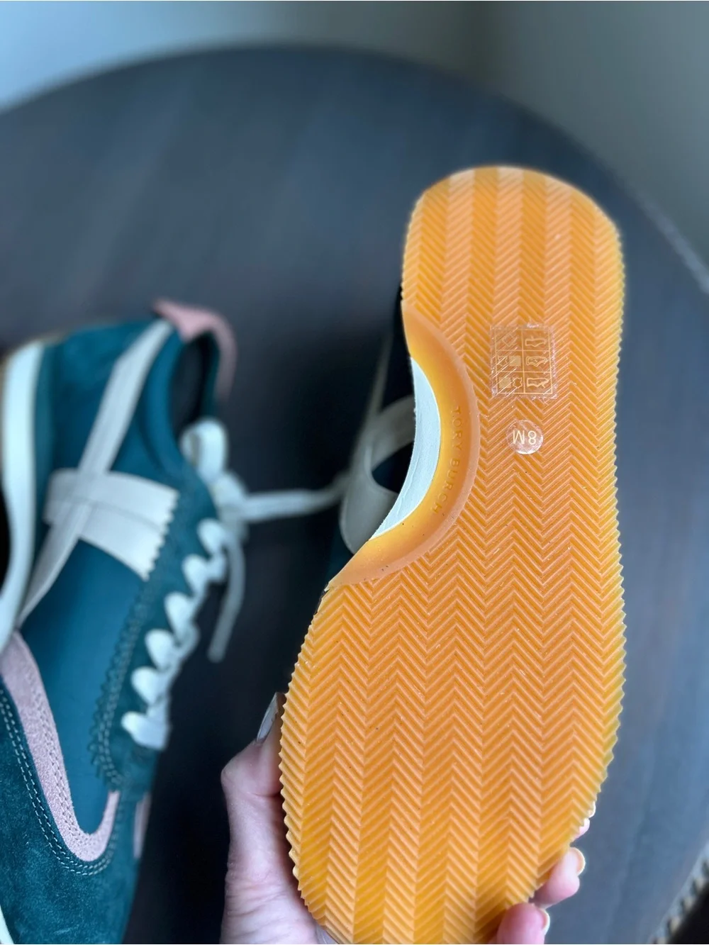 Tory Burch Women's HANK Nylon & Suede Sneakers, Bottle Green Size 8 (M) NEW